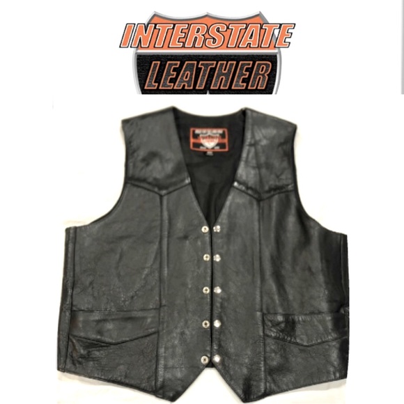 INTERSTATE LEATHER made for the long haul riding style VEST size XXL NWOT - Picture 1 of 5